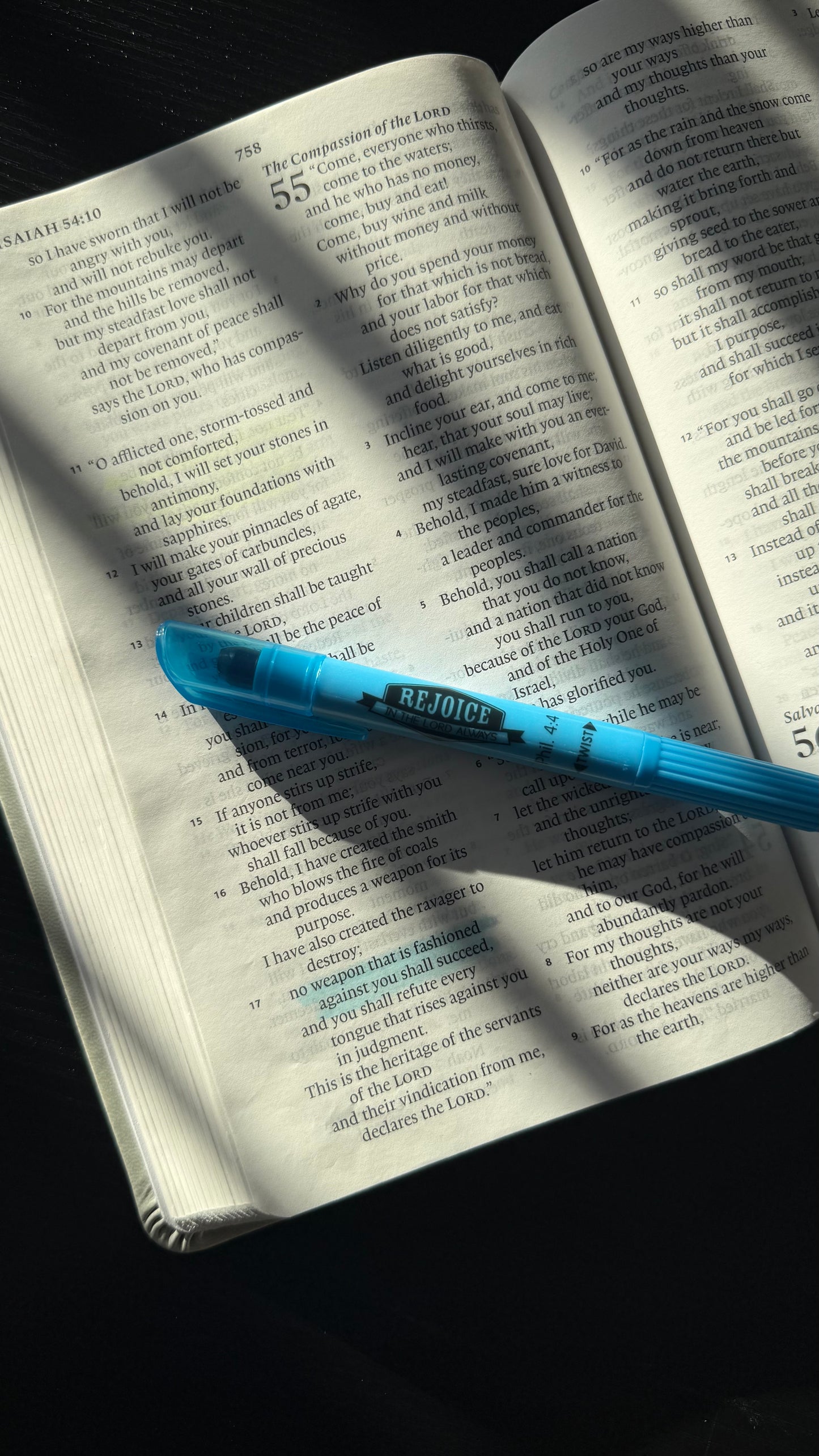 Blue Highlighter with bible verse