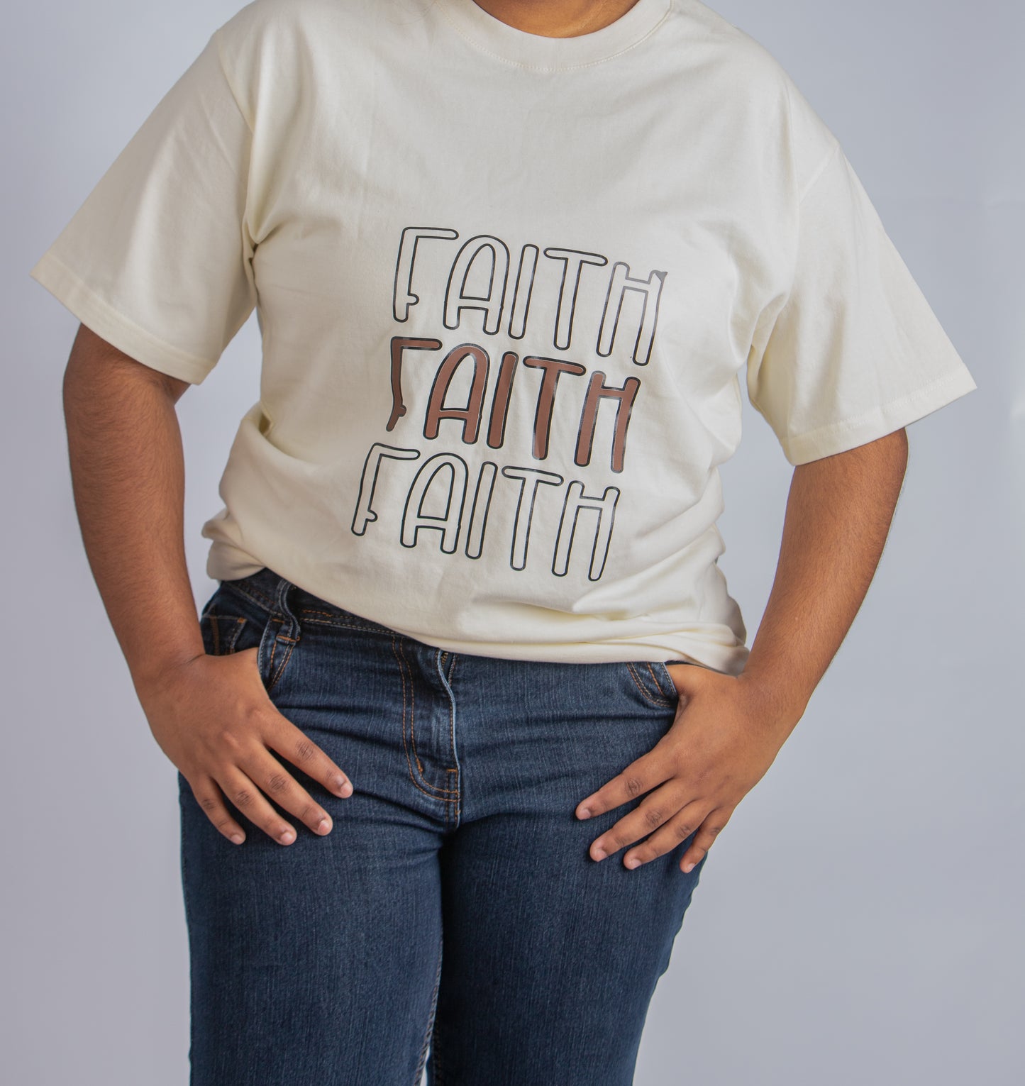 Beige Faith short sleeve T-shirt