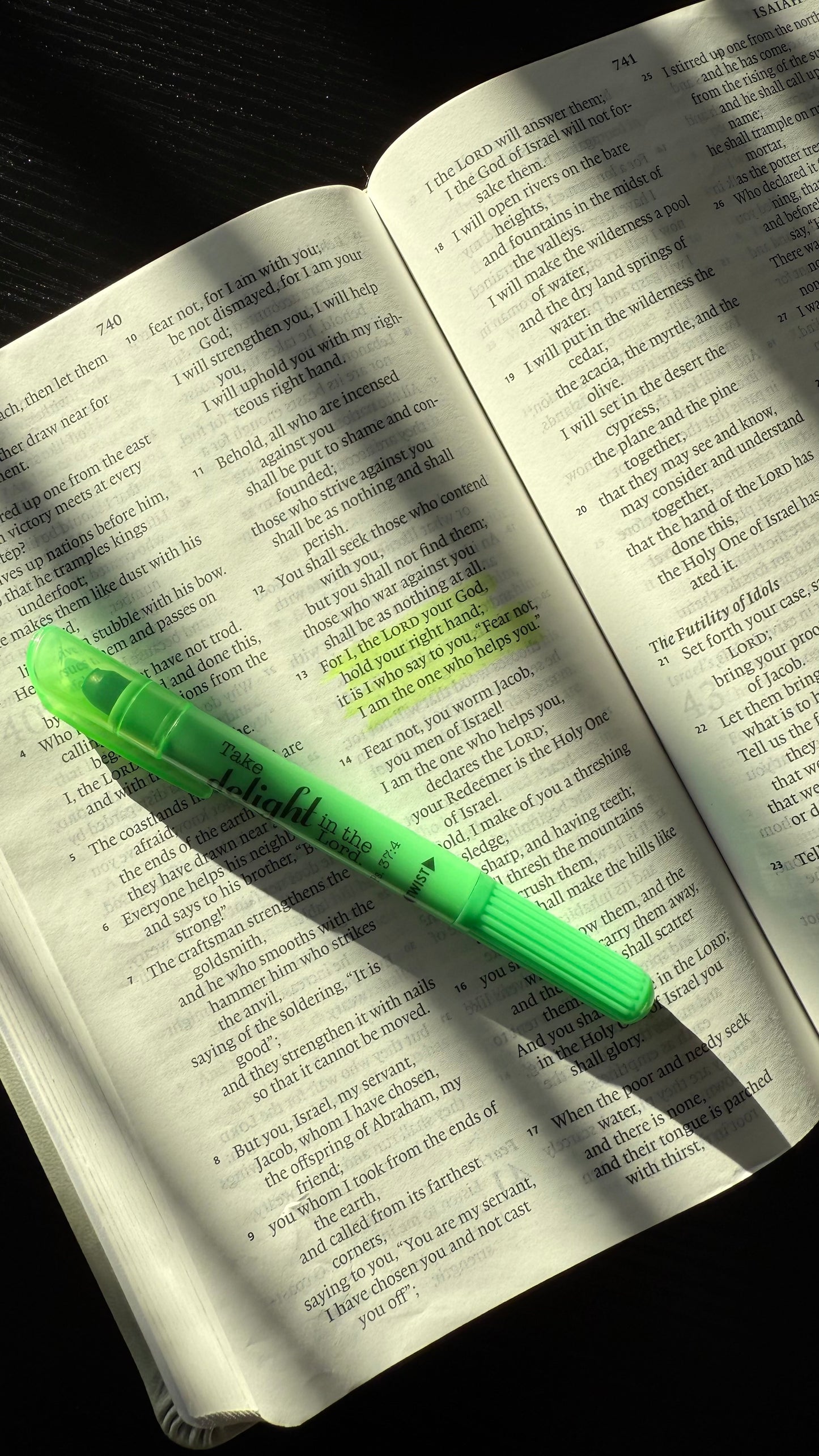Green Highlighter With bible verse