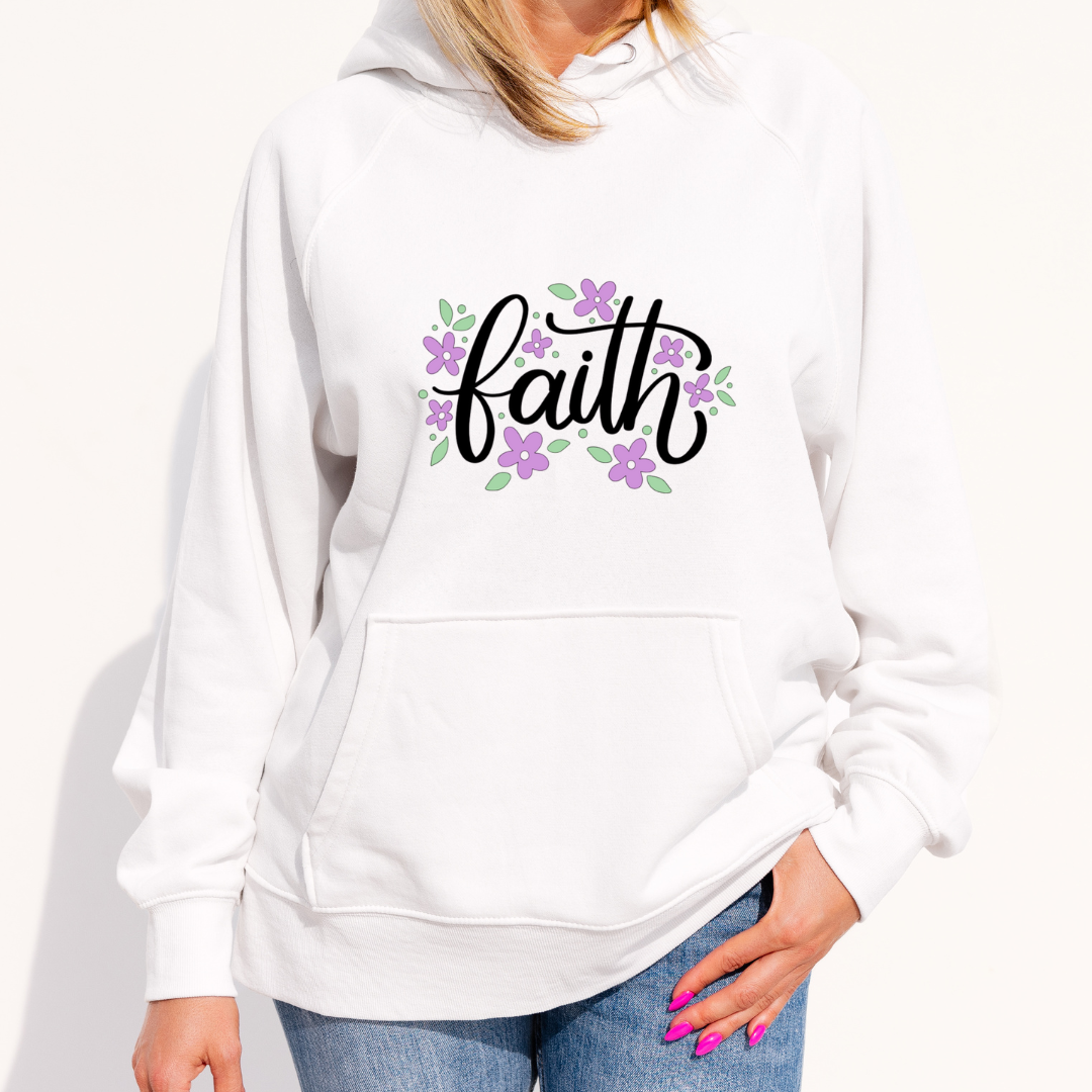 Faith Cloud White Fabric Hoodie