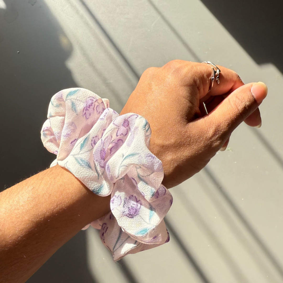 XS Pink Floral Scrunchie