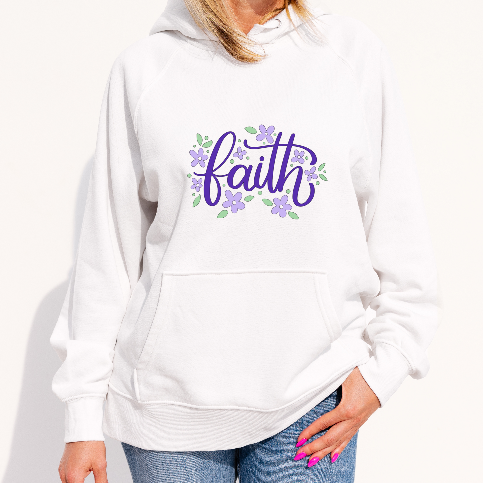 Faith Cloud White Fabric Hoodie