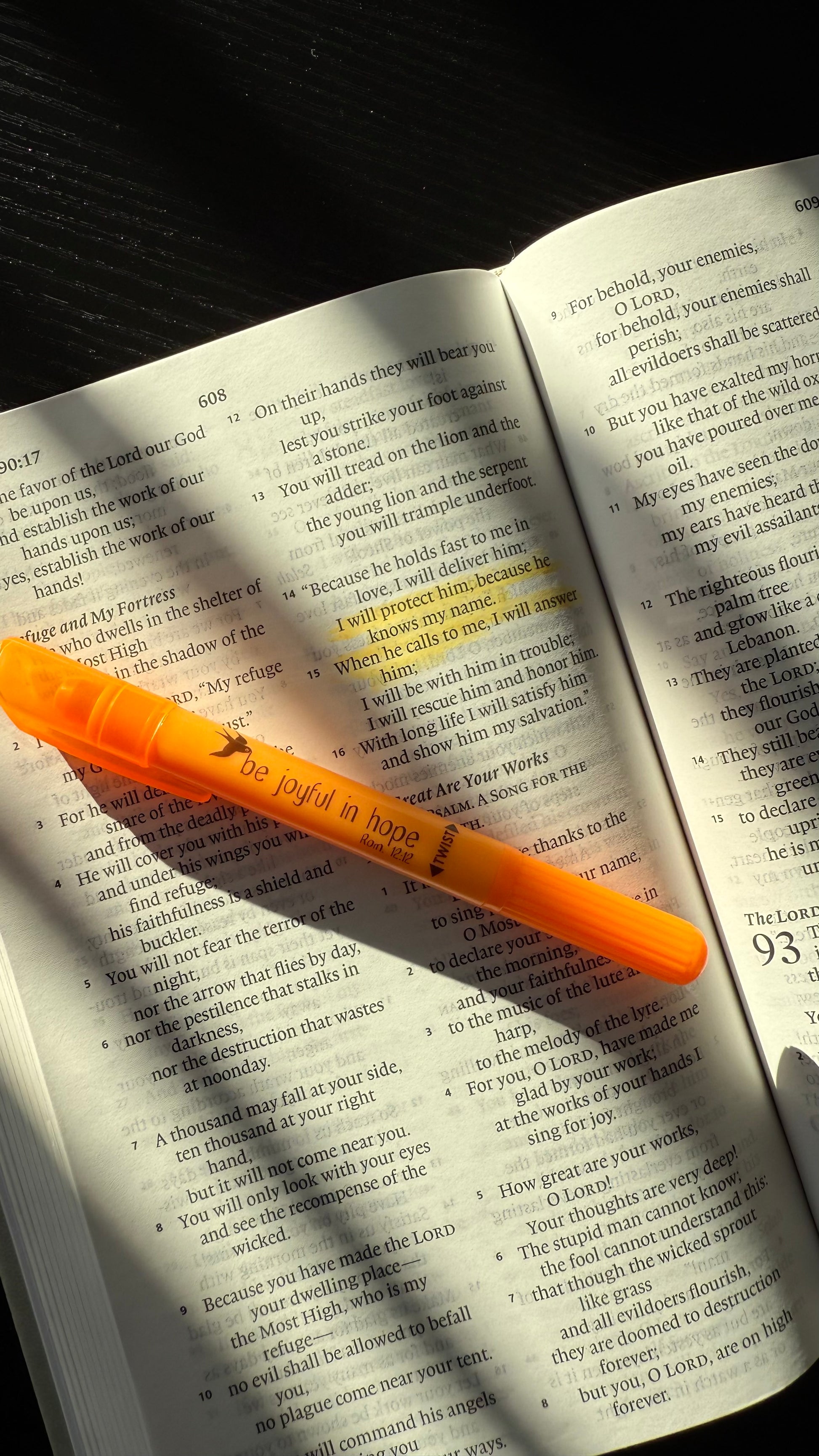 Orange Highlighter with bible verse 