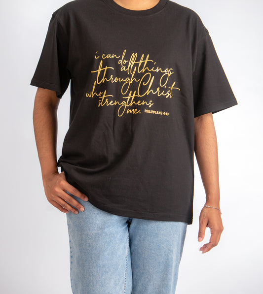 Strength Through Christ Black Tshirt 