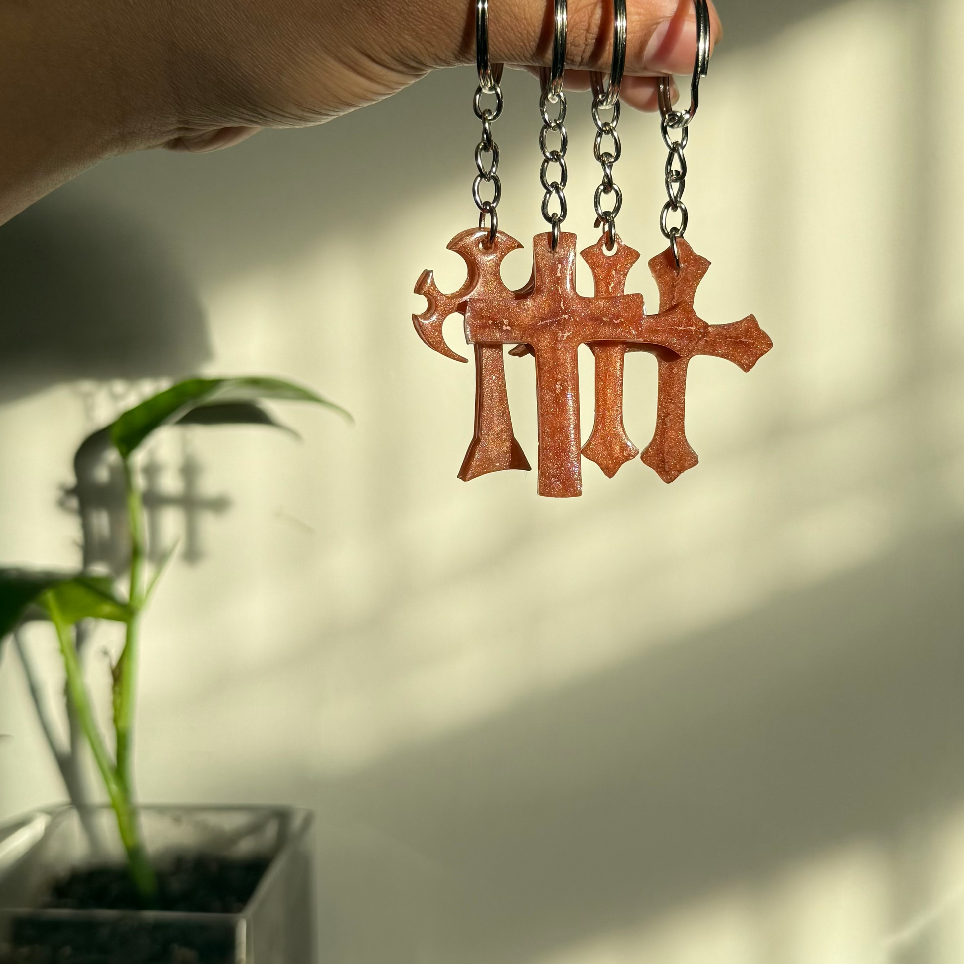 Wood Cross Keychains